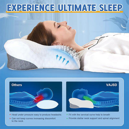 Relaxion™ Ergonomic Pro Cervical Pillow Deep Neck Support for Pain-Free Sleep